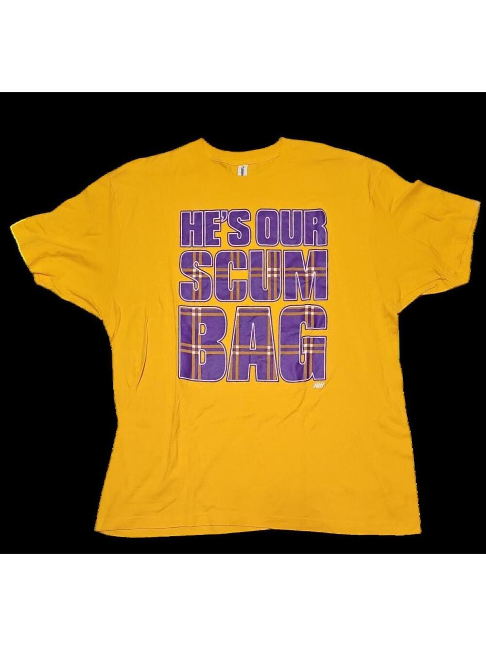 AEW “He’s Our Scumbag” T‑Shirt Yellow XXL Tultex 202 – Preowned Never Worn